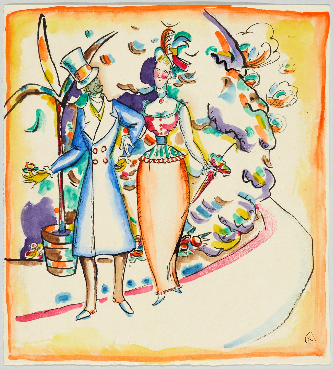 Un couple se promenant dans le jardin - Wassily Kandinsky