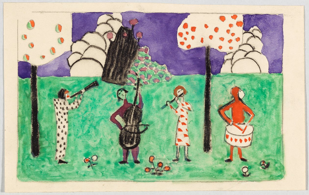 Quatre musiciens dans un paysage - Wassily Kandinsky