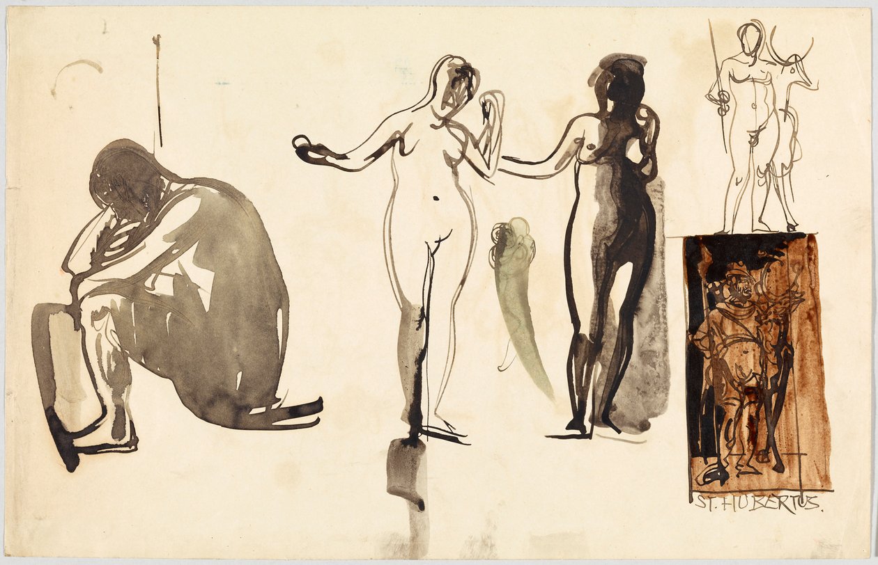 Nus féminins et Saint Hubert, verso : Nus féminins - Wassily Kandinsky