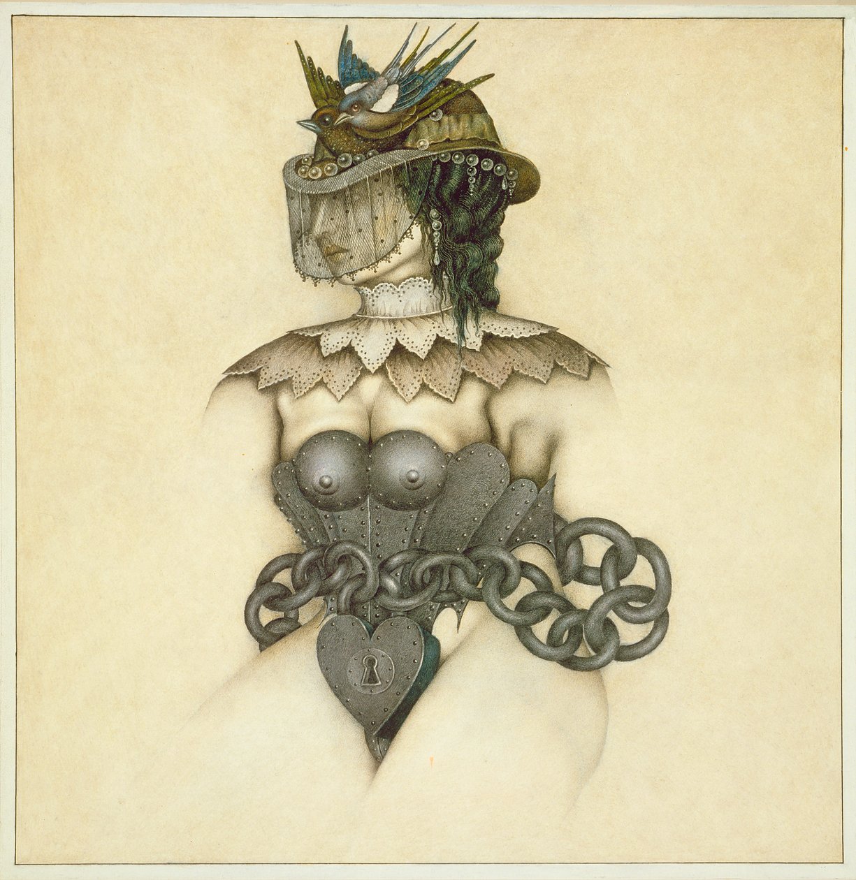 Victorian Bondage (crayon et crayon de couleur sur papier) - Wayne Anderson