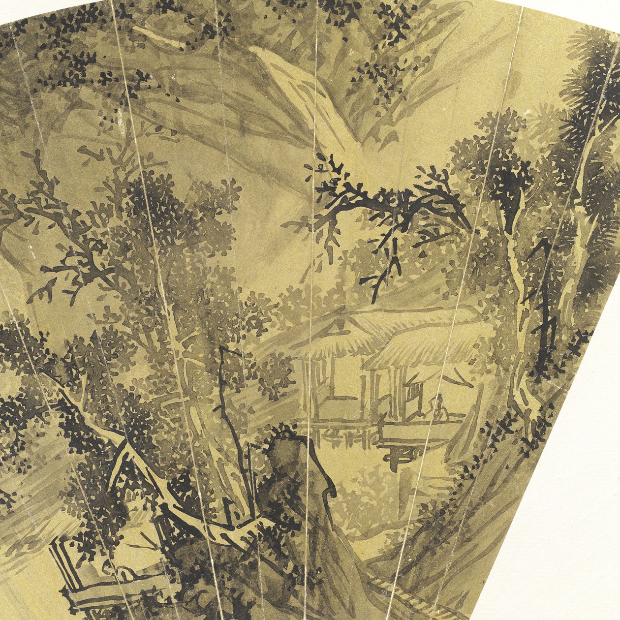 Paysage avec lac, pont et pêcheur (détail) - Wen Zhengming