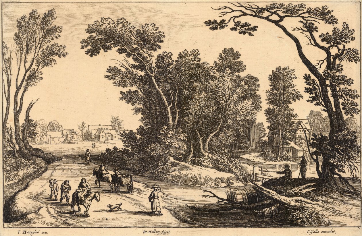 Aller au marché (Brueghel). État 2 - Wenceslaus Hollar
