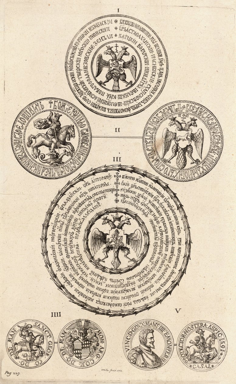 Trois sceaux russes et deux médailles. État 2 - Wenceslaus Hollar