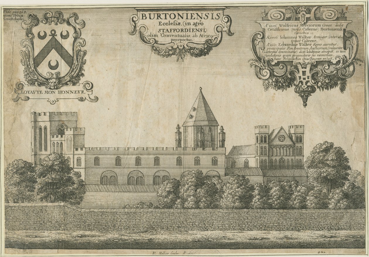Abbaye de Burton-upon-Trent : gravure sur cuivre, 1661 - Wenceslaus Hollar