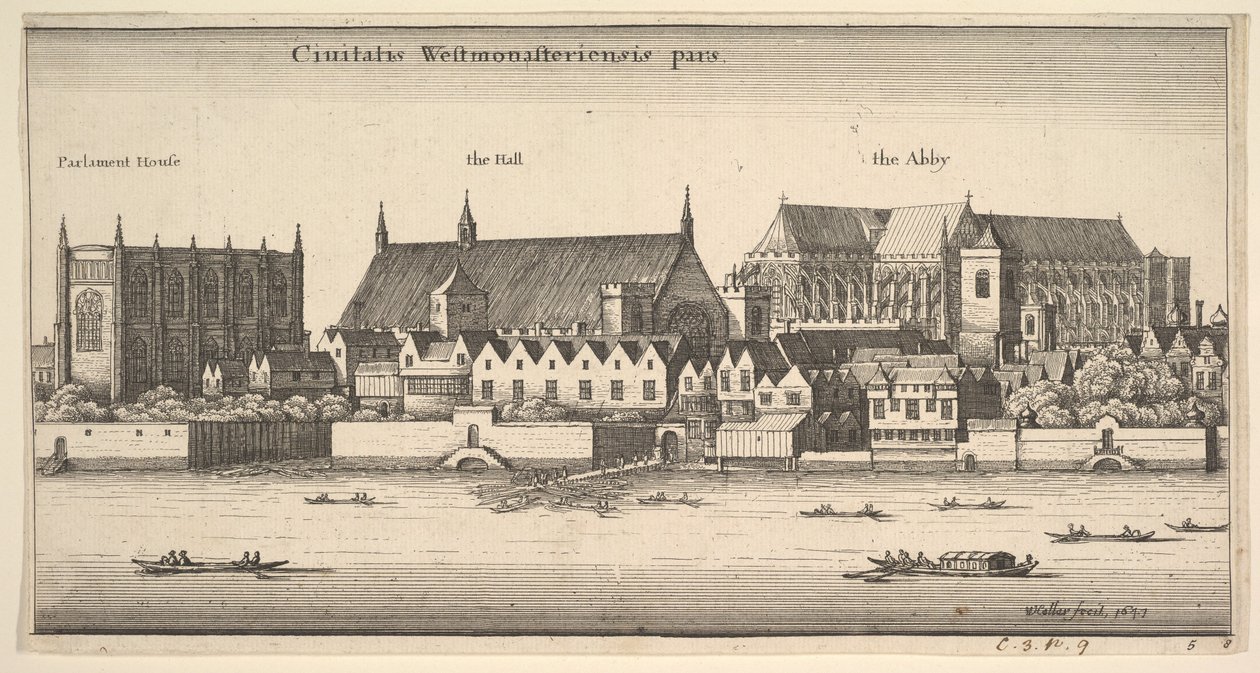 Ciuitatis Westmonasteriensis pars Westminster depuis la rivière - Wenceslaus Hollar