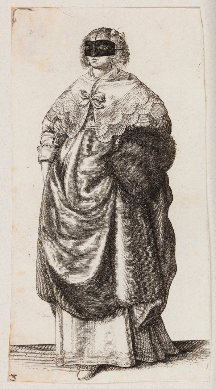 Femme portant un masque et un manchon - Wenceslaus Hollar