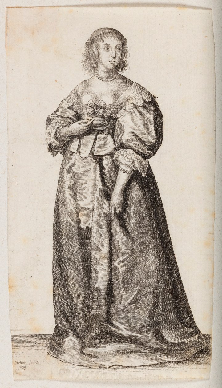 Femme portant un collier et un bracelet en perles - Wenceslaus Hollar