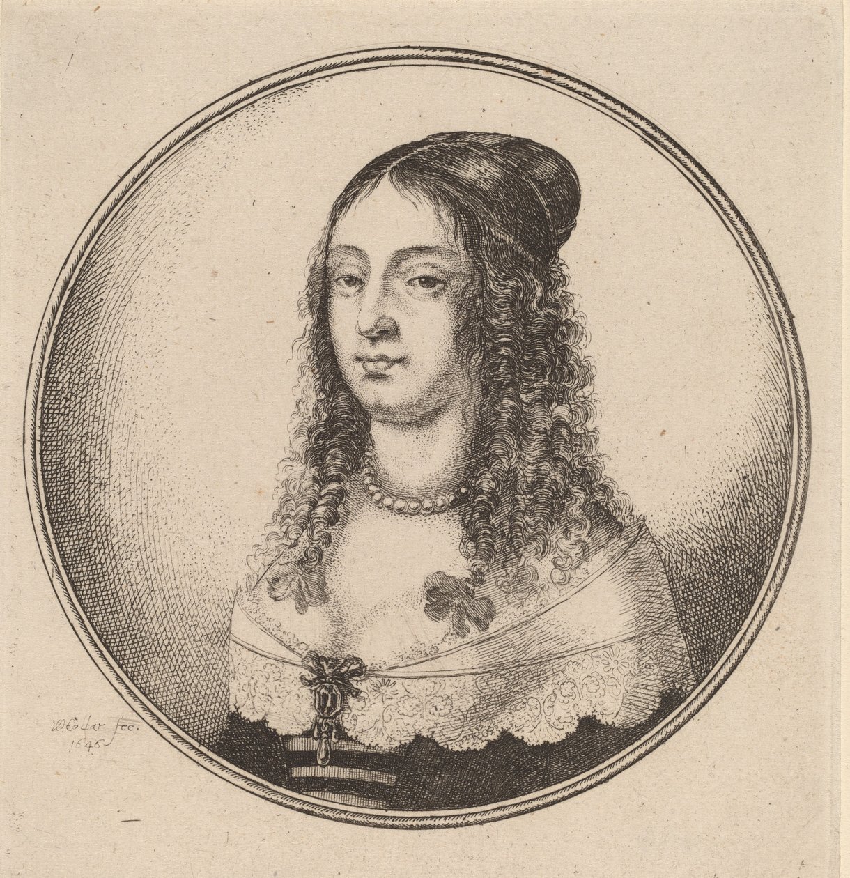 Dame avec des rubans dans les boucles, 1646 - Wenceslaus Hollar