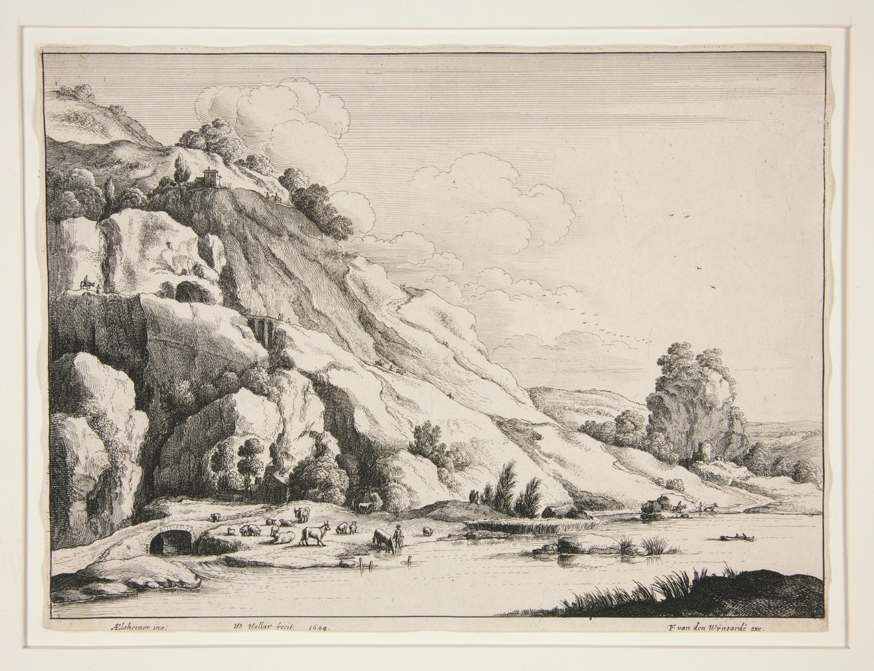 Paysage avec un pont de pierre - Wenceslaus Hollar