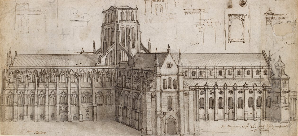 Ancienne cathédrale Saint-Paul vue du nord-est, milieu du 17ème siècle - Wenceslaus Hollar