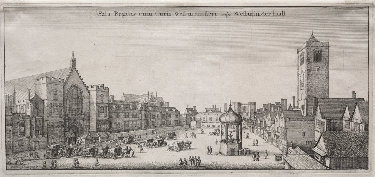 Vue de Londres : New Palace Yard avec Westminster Hall et la Clock House - Wenceslaus Hollar