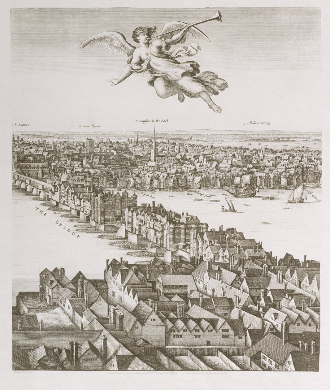 Vue de Londres, publiée en 1647 (copie fac-similé) (détail) - Wenceslaus Hollar