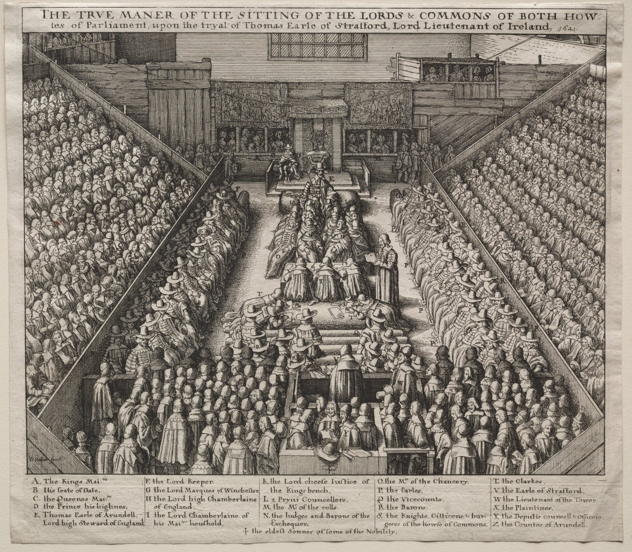 Westminster Hall, intérieur, avec le procès du comte de Strafford - Wenceslaus Hollar
