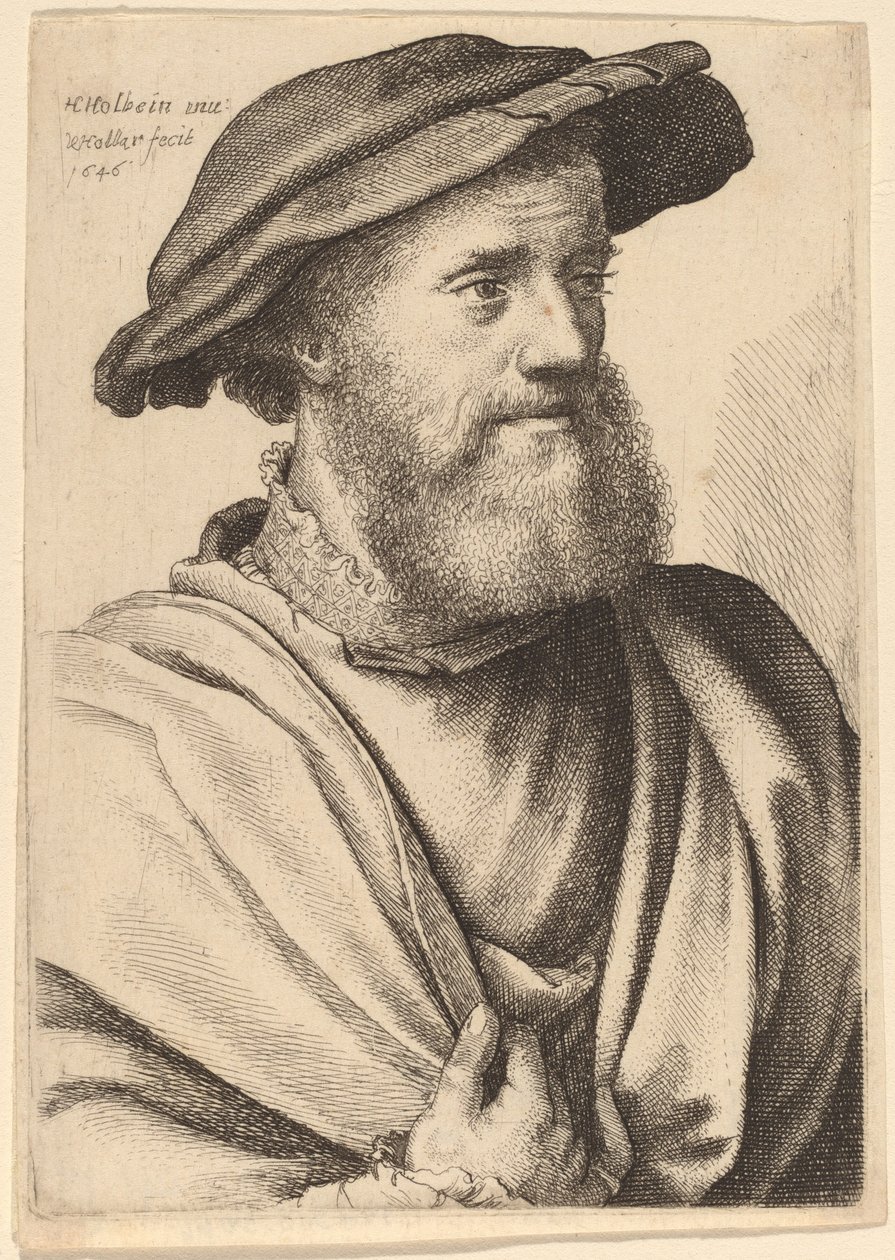 Homme à barbe regardant à droite (Hans Holbein ?) - Wenceslaus Hollar after Hans Holbein the Younger