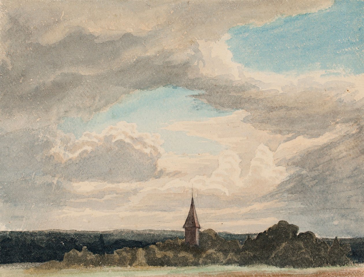 Clocher dans un paysage à Odenthal, étude - Werner Holmberg