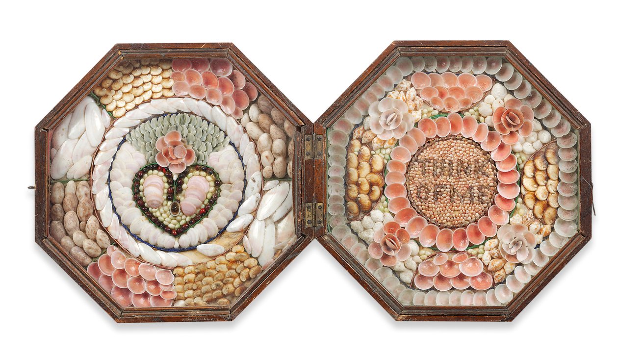 Valentine de marin en coquillage double octogone, milieu du 19e siècle - West Indian School