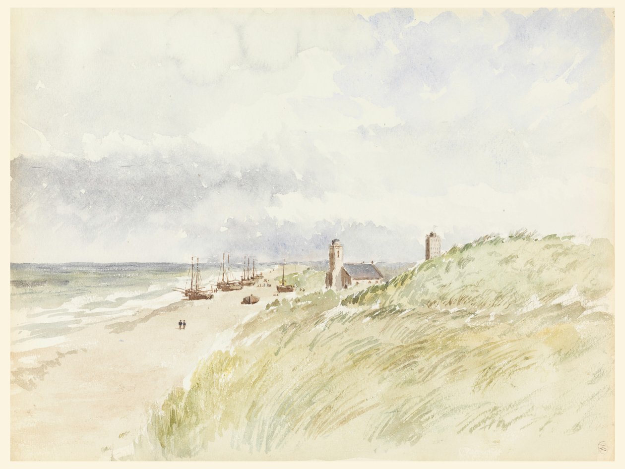 Dessin, Le rivage de Kativigh, Hollande, 21 août 1887 - Whitney Warren Jr.