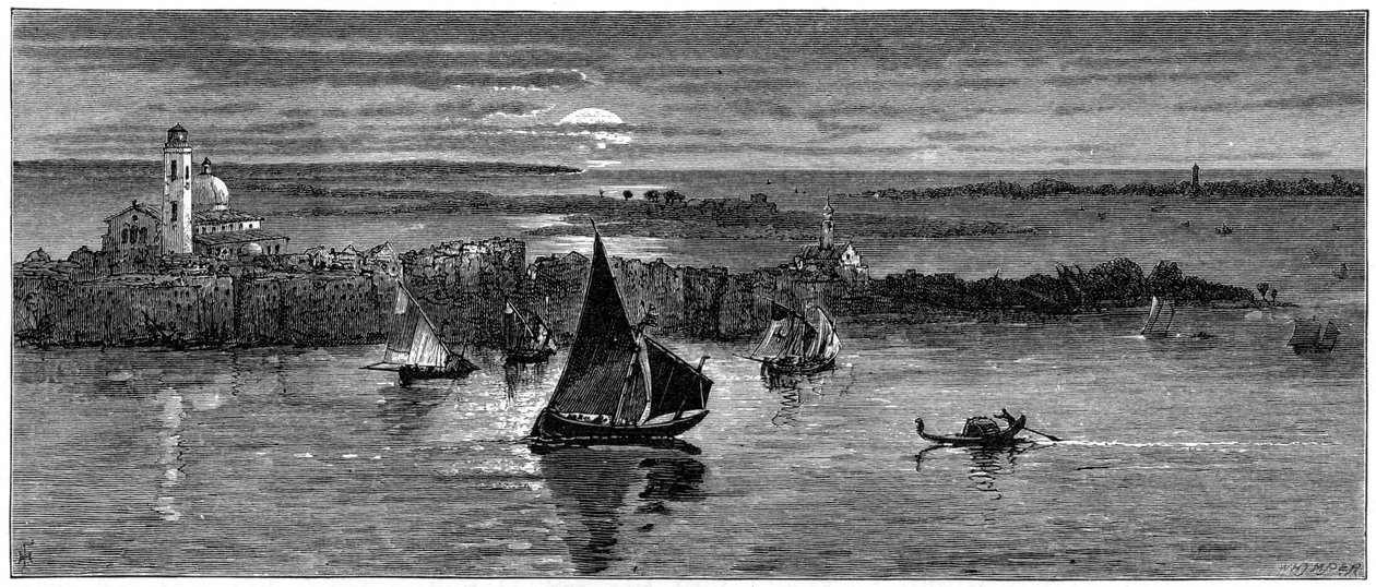 Vue sur la mer depuis Venise, 19ème siècle - Whymper