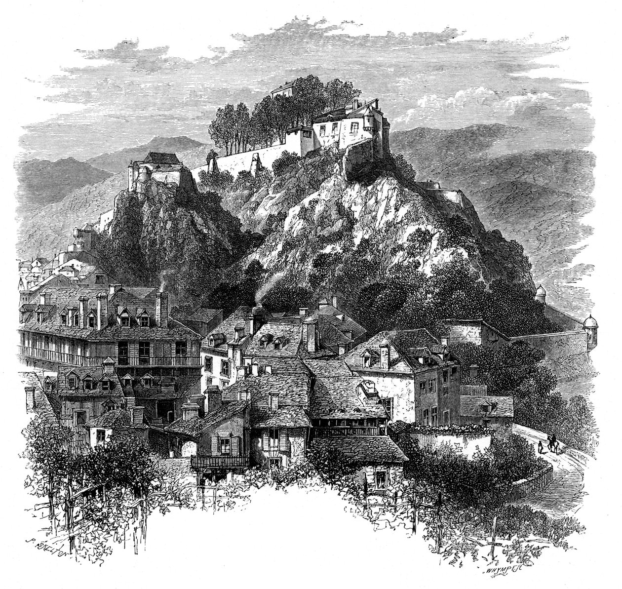 Le château de Lourdes, France, 19ème siècle - Whymper