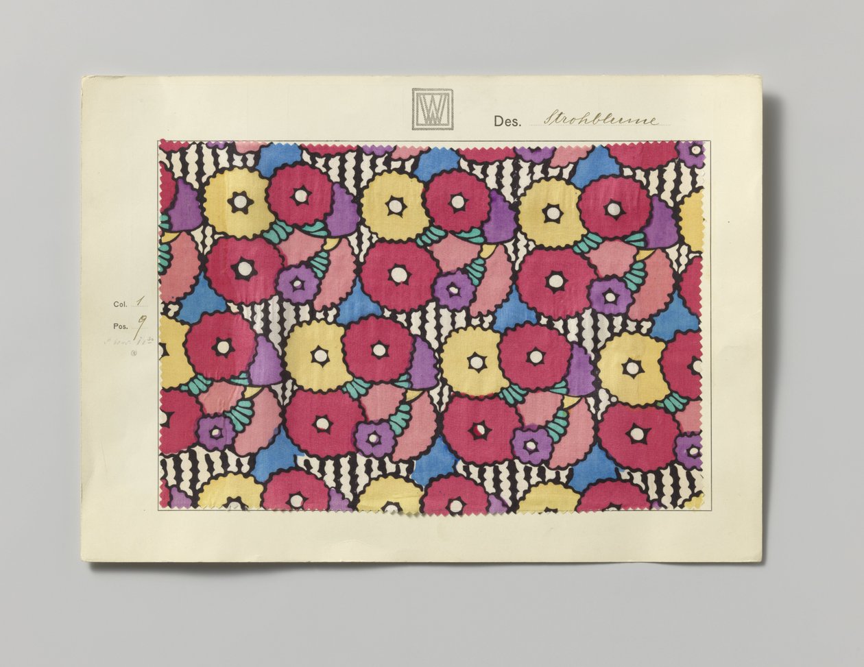 Échantillon de soie imprimée, motif Strohblume - Wiener Werkstätte