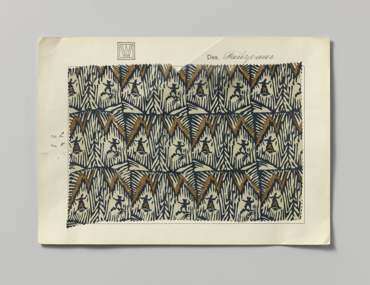 Échantillon de soie imprimée, motif Tanzpaar - Wiener Werkstätte
