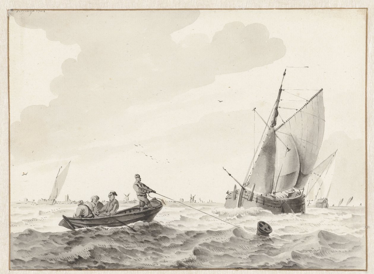 Eau ondulante avec une barque près d