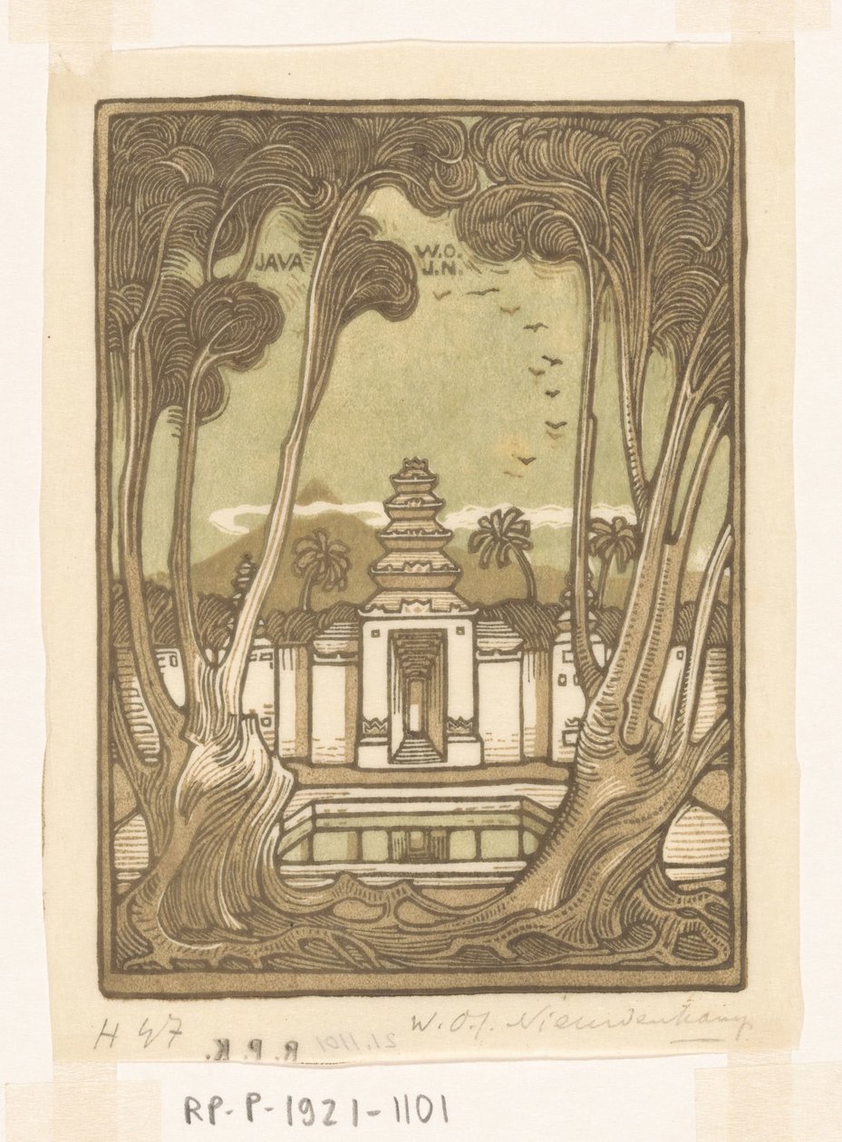Cimetière près de Yogyakarta à Java - Wijnand Otto Jan Nieuwenkamp (signed by artist)