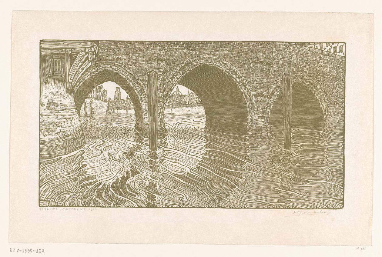 Pont à Malines - Wijnand Otto Jan Nieuwenkamp (signed by artist)