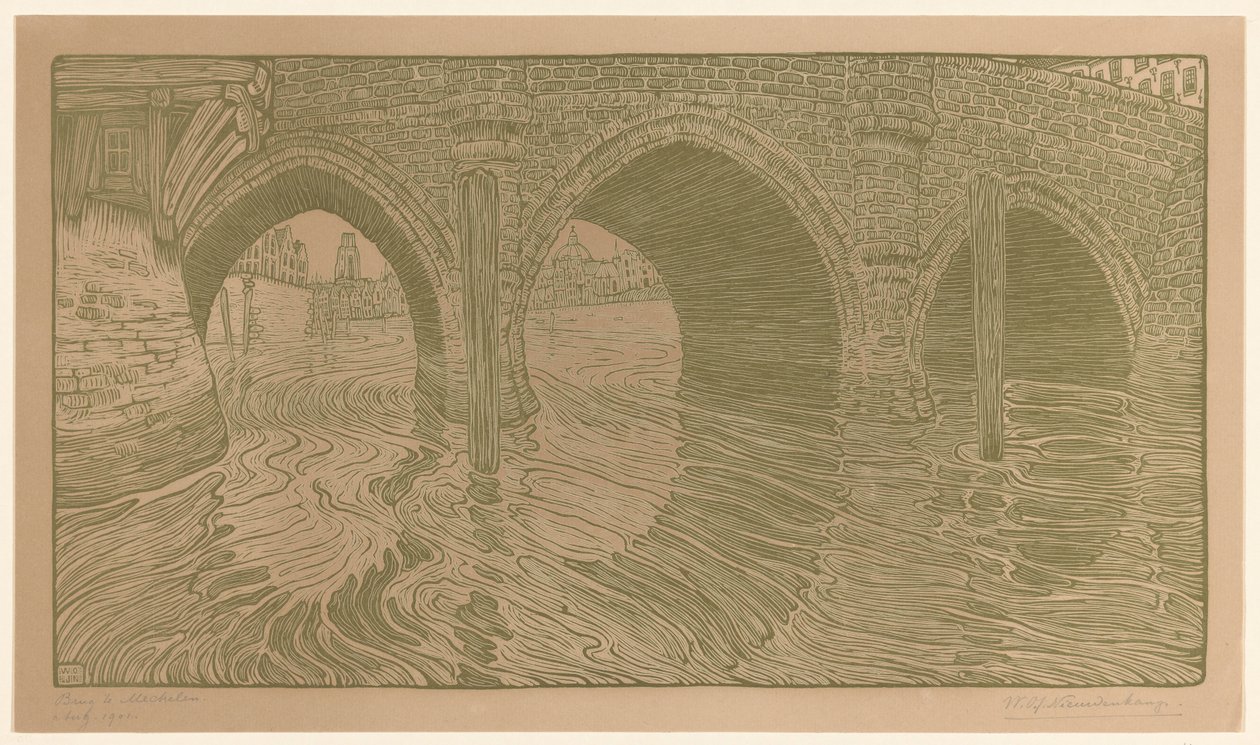 Pont à Malines - Wijnand Otto Jan Nieuwenkamp (signed by artist)