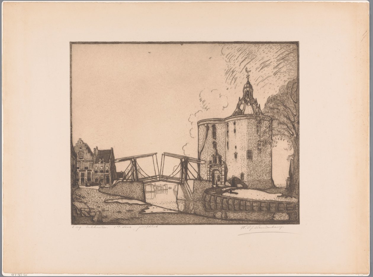 Vue de la Drommedaris à Enkhuizen - Wijnand Otto Jan Nieuwenkamp (signed by artist)