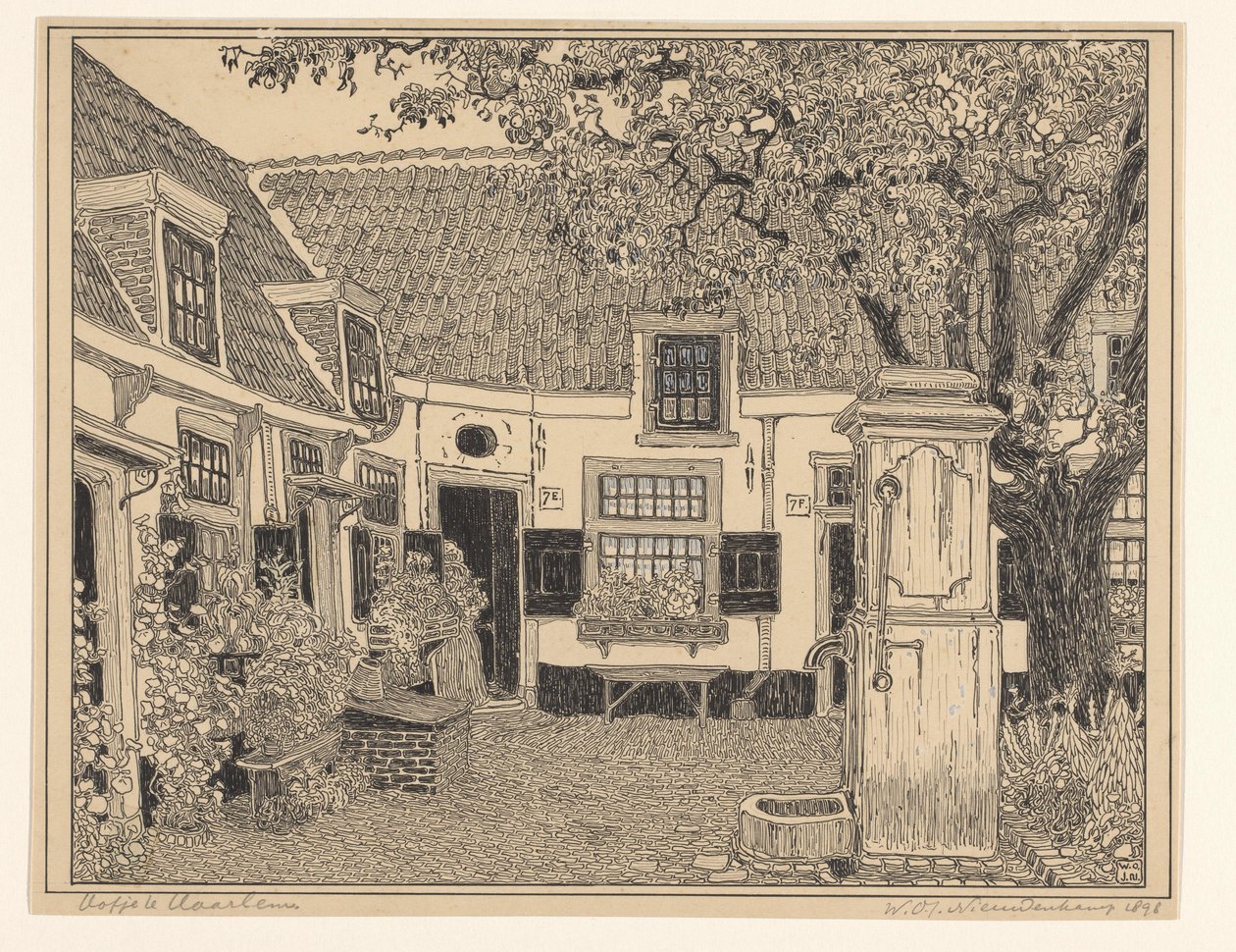 Hofje van Loo à Haarlem - Wijnand Otto Jan Nieuwenkamp (signed by artist)