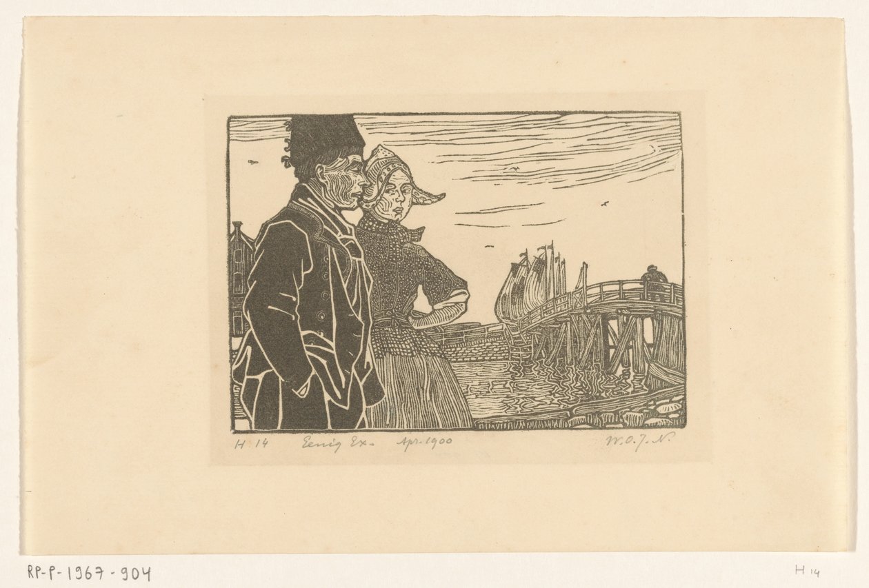 Homme et femme en costume de Volendam - Wijnand Otto Jan Nieuwenkamp (signed by artist)