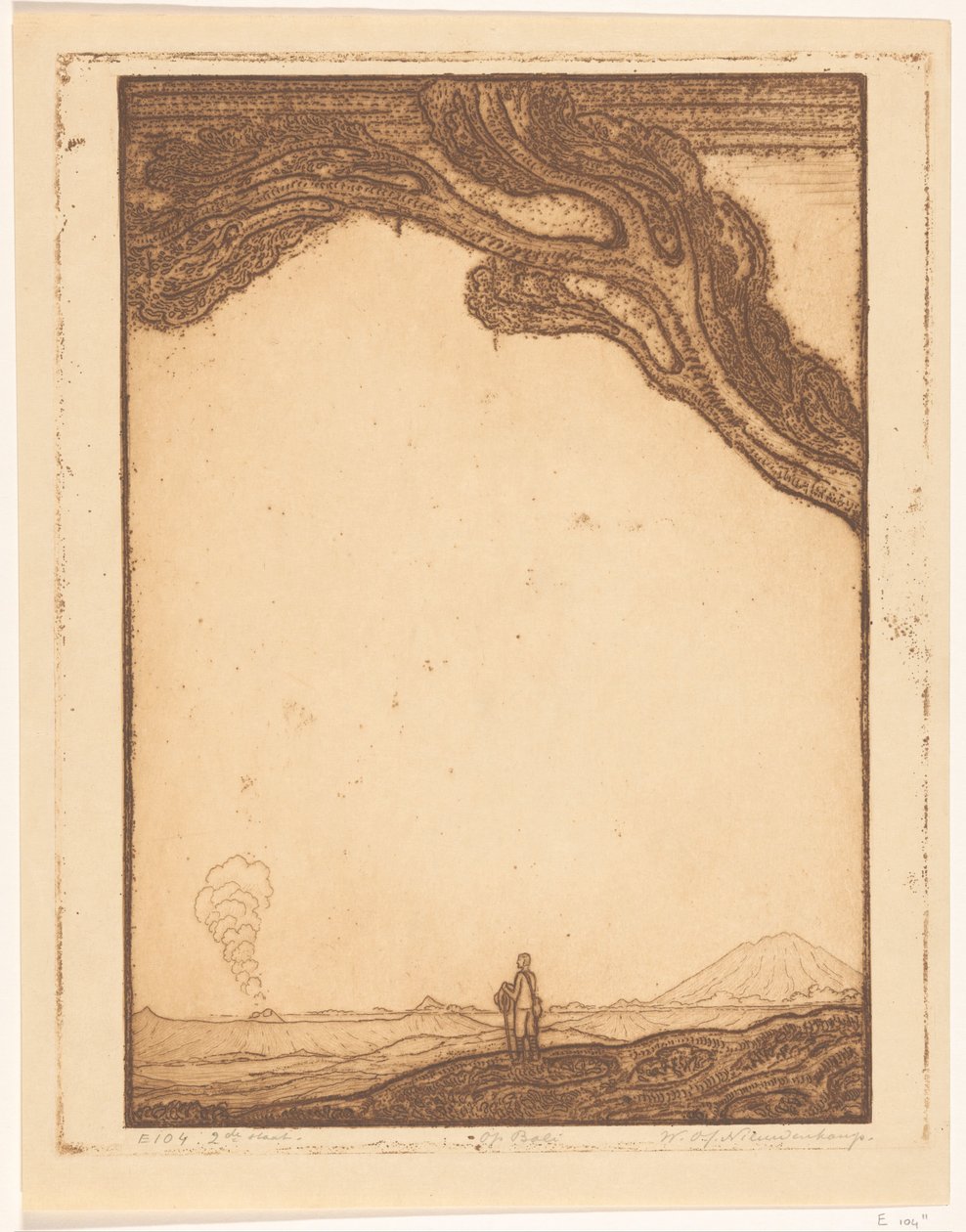 Paysage volcanique à Bali - Wijnand Otto Jan Nieuwenkamp (signed by artist)