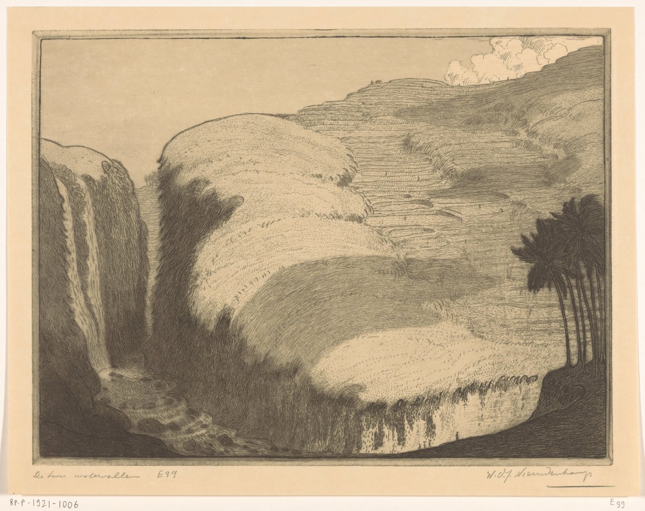 Deux cascades à Gianyar, Bali - Wijnand Otto Jan Nieuwenkamp (signed by artist)