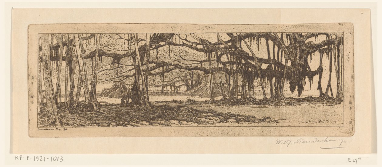 Dans le jardin à Buitenzorg - Wijnand Otto Jan Nieuwenkamp (signed by artist)