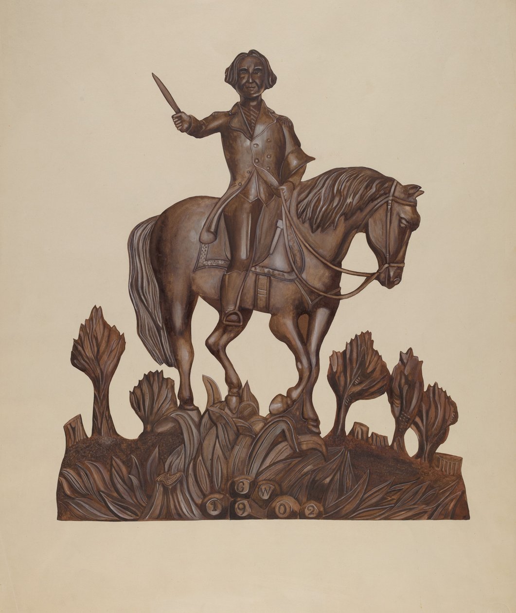George Washington à cheval, vers 1938 - Wilbur M Rice