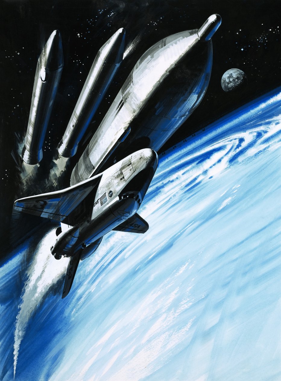 La navette spatiale au moment où elle perd deux de ses moteurs-fusées - Wilf (20th century) Hardy