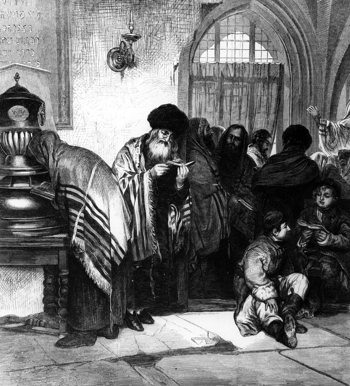 Juifs polonais dans une synagogue - Wilhelm August Stryowski