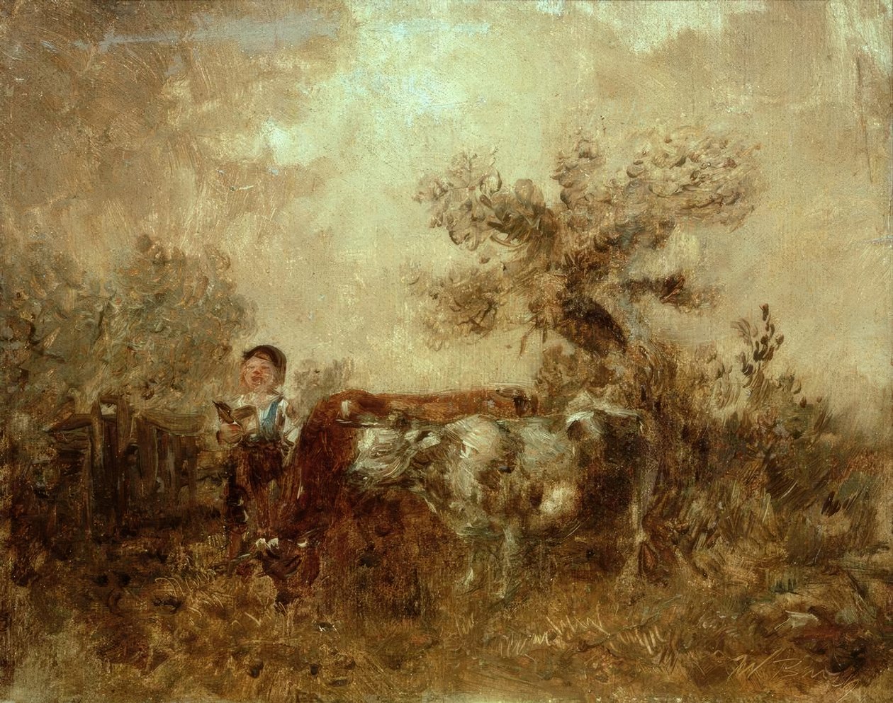 Garçon chantant avec des vaches - Wilhelm Busch