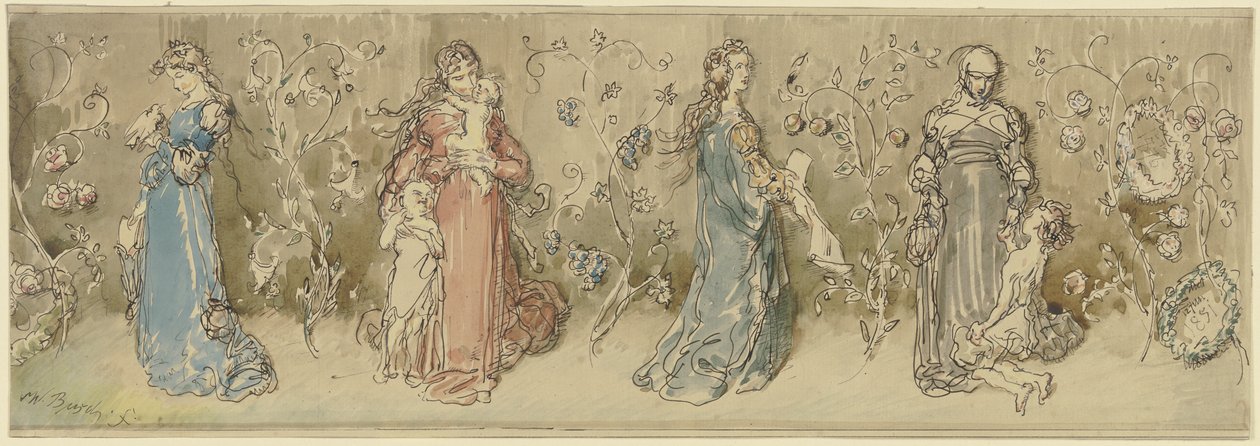 Quatre représentations allégoriques de femmes - Wilhelm Busch