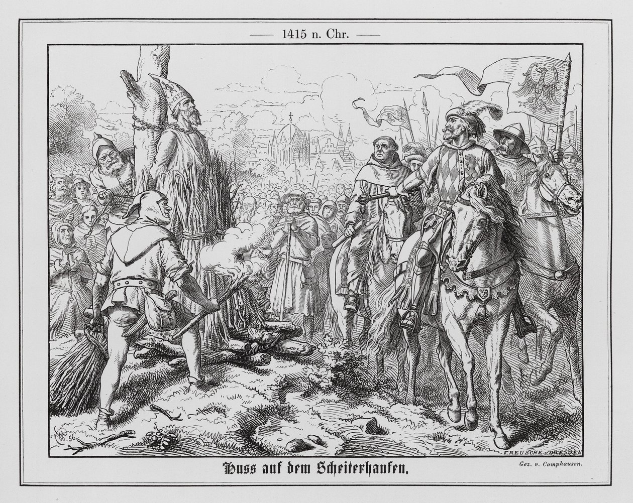 Jan Hus brûlé sur le bûcher, Constance - Wilhelm Camphausen