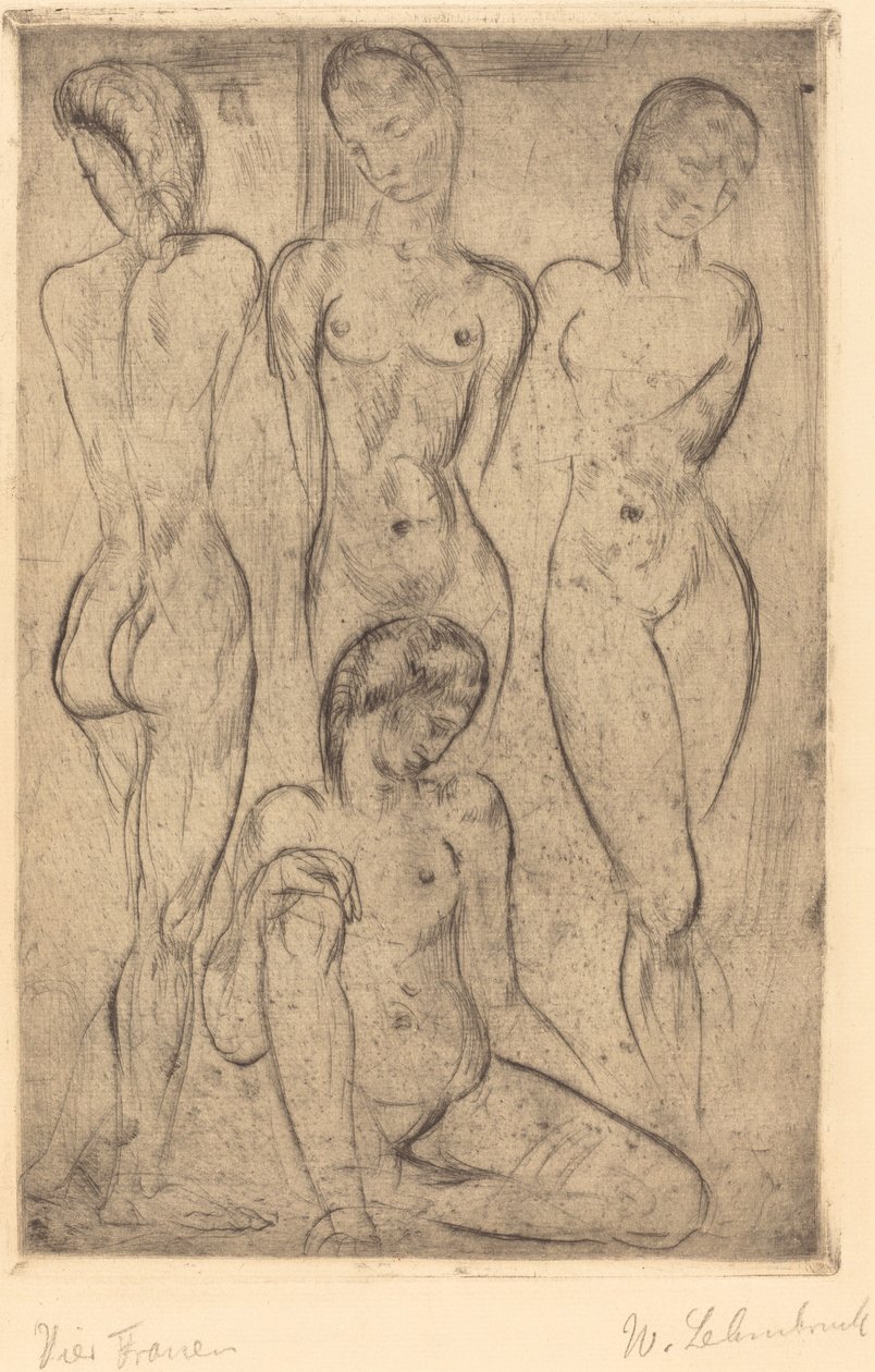 Quatre femmes; trois debout, une assise - Wilhelm Lehmbruck