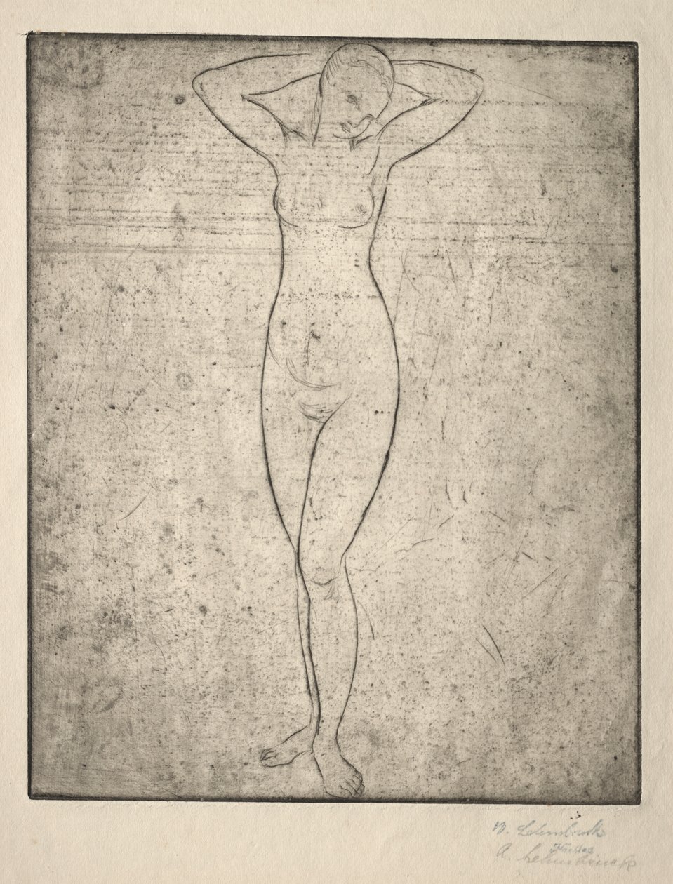 Fille debout avec les bras derrière la tête - Wilhelm Lehmbruck