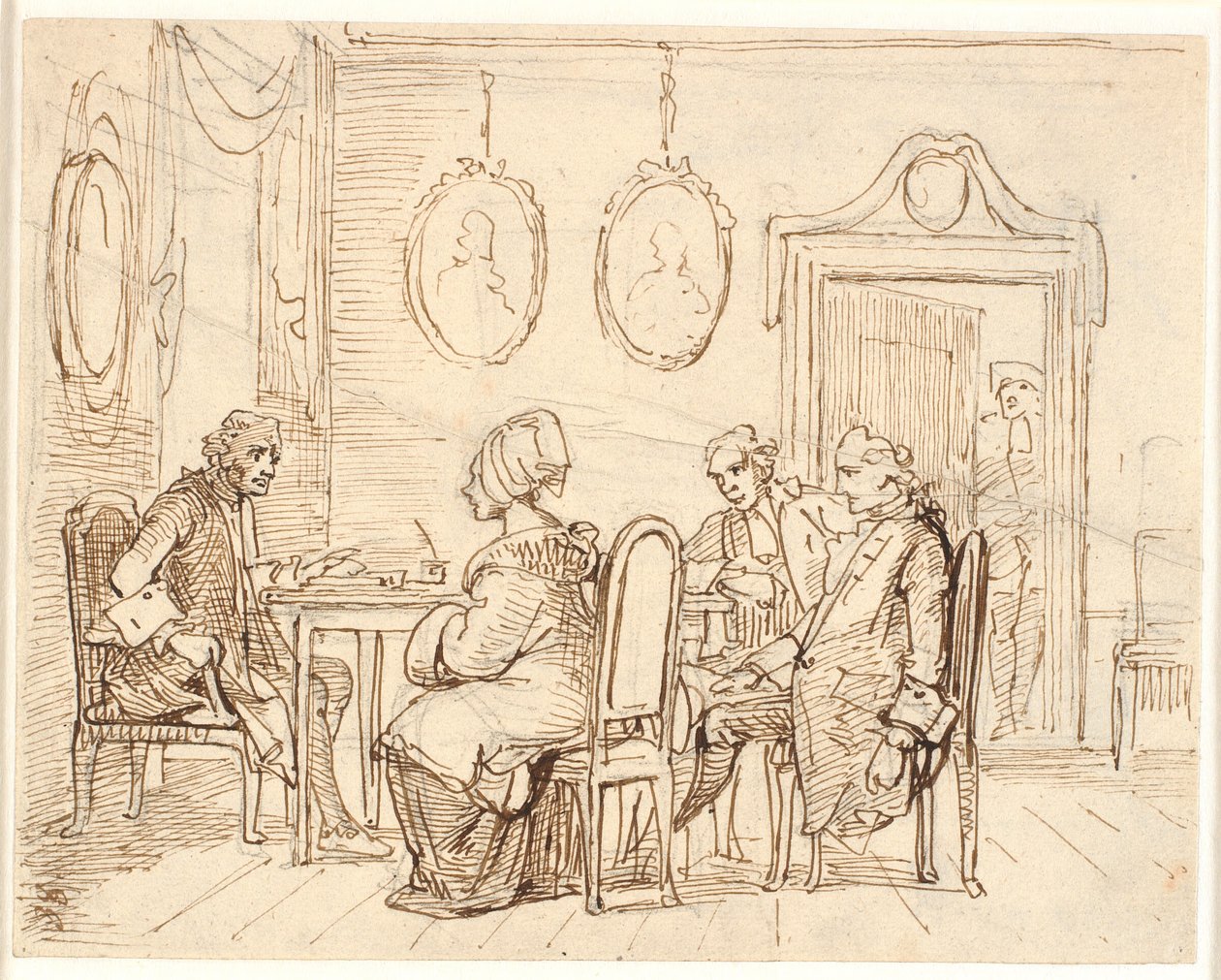 Visite chez un magistrat ou avocat. Scène holbergienne - Wilhelm Marstrand