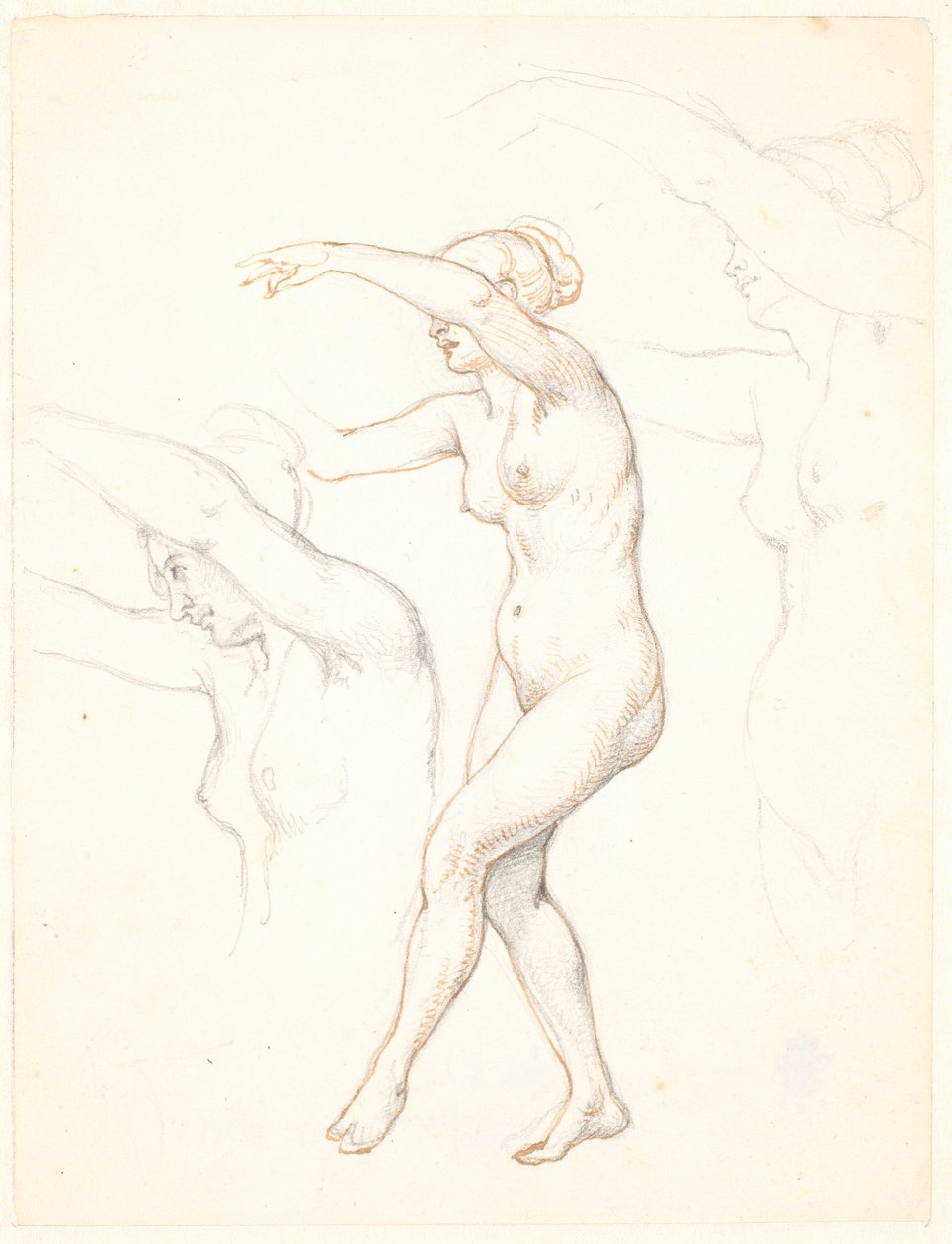 Feuille avec trois études de femme nue dansant - Wilhelm Marstrand