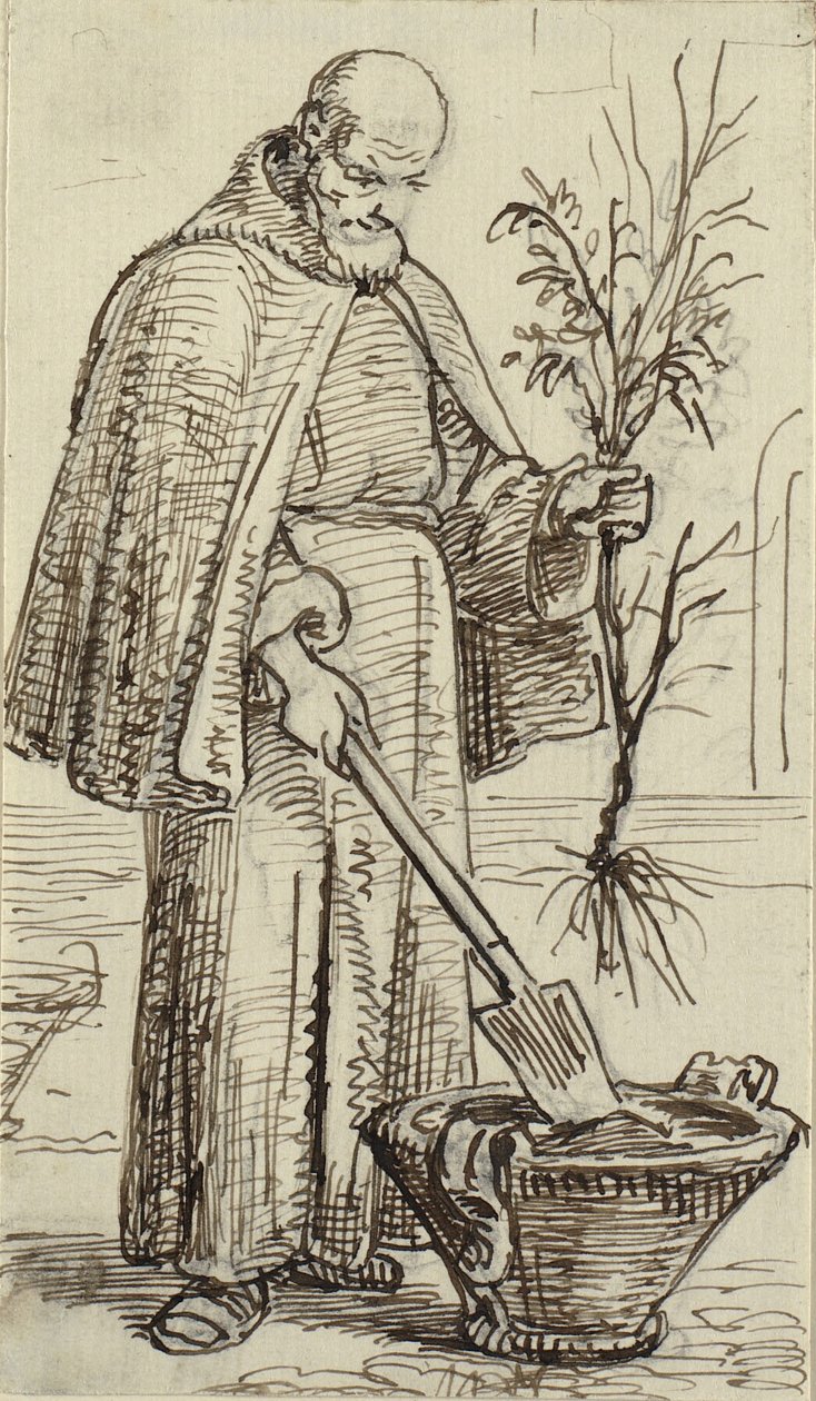 Un moine plante un arbre - Wilhelm Marstrand
