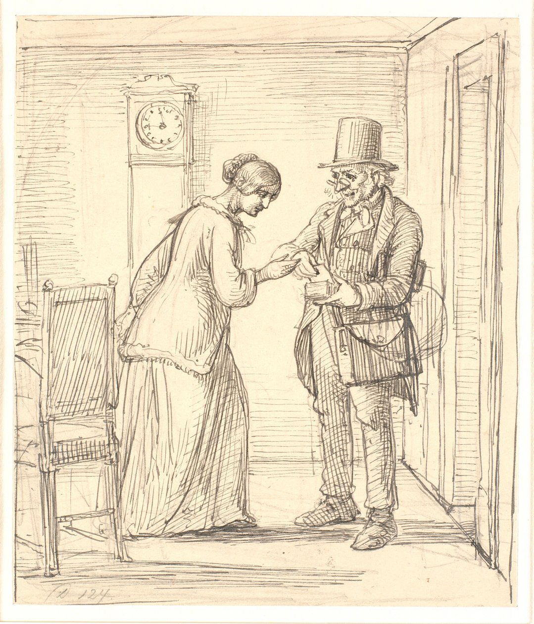 Une jeune femme reçoit une lettre du facteur - Wilhelm Marstrand