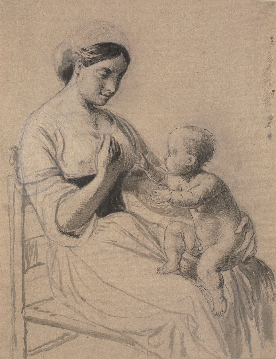 Italienne avec un enfant nu sur les genoux - Wilhelm Marstrand