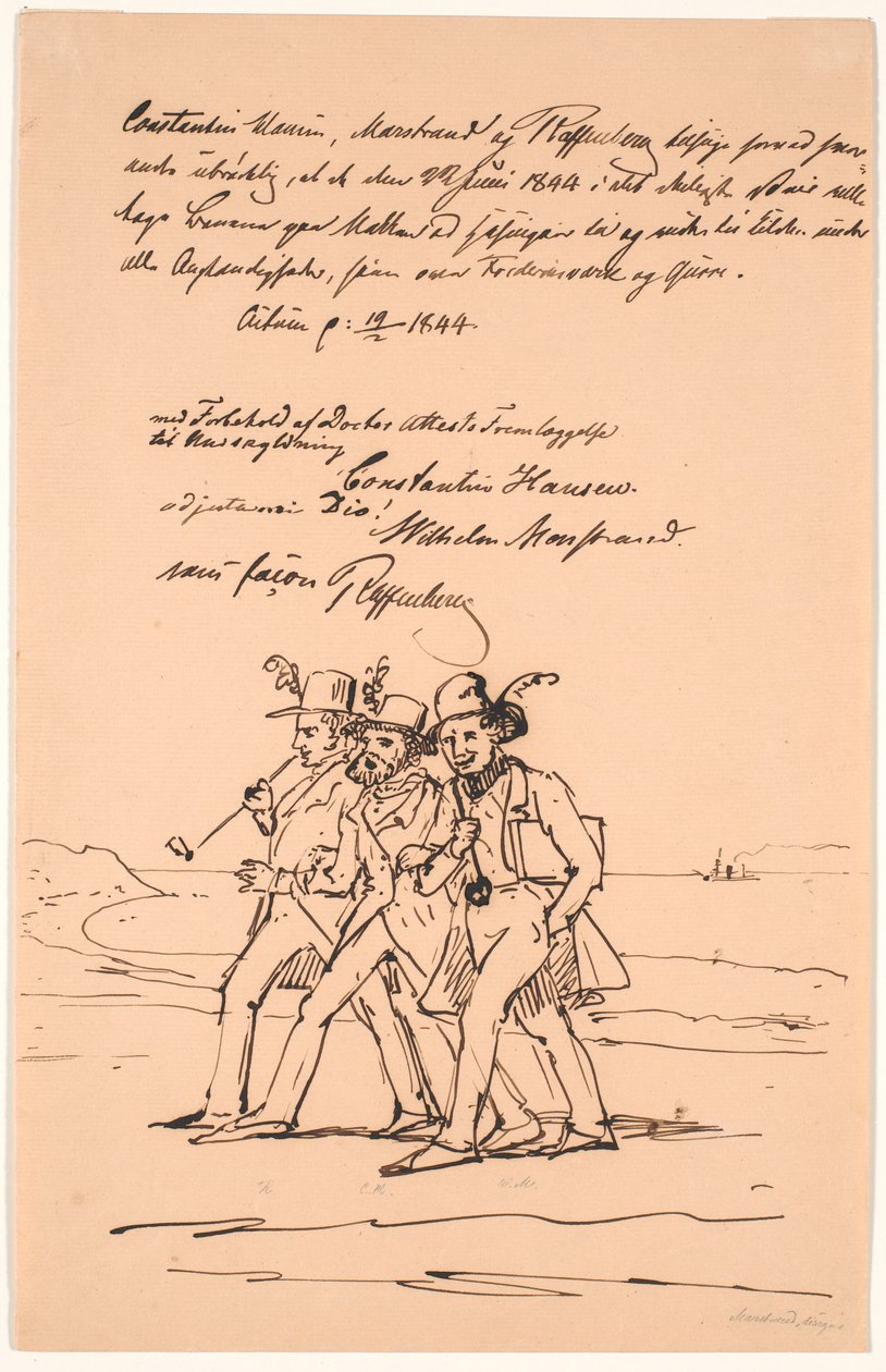 Marstrand, Constantin Hansen et Raffenberg en randonnée - Wilhelm Marstrand