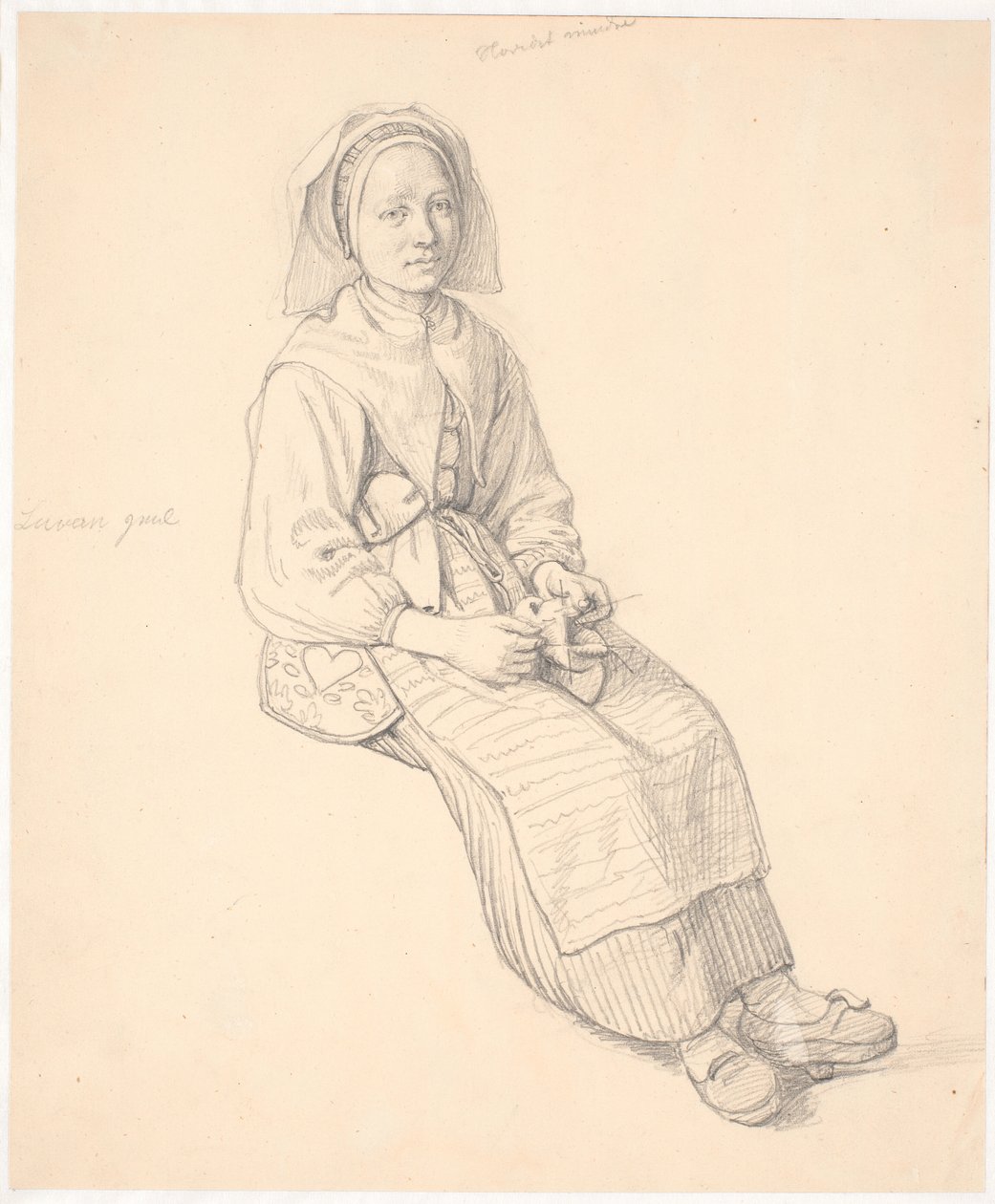 Femme suédoise assise avec du tricot - Wilhelm Marstrand